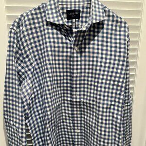 Ledbury Men's large check blue/white shirt.  size 17.